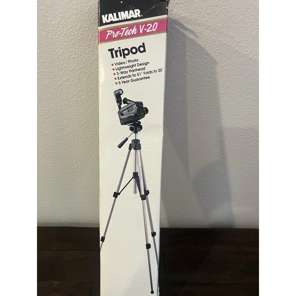 Kalimar Pro-Tech V-20 Aluminum Tripod 51in‎ Lightweight 3-Way Panhead For Sony